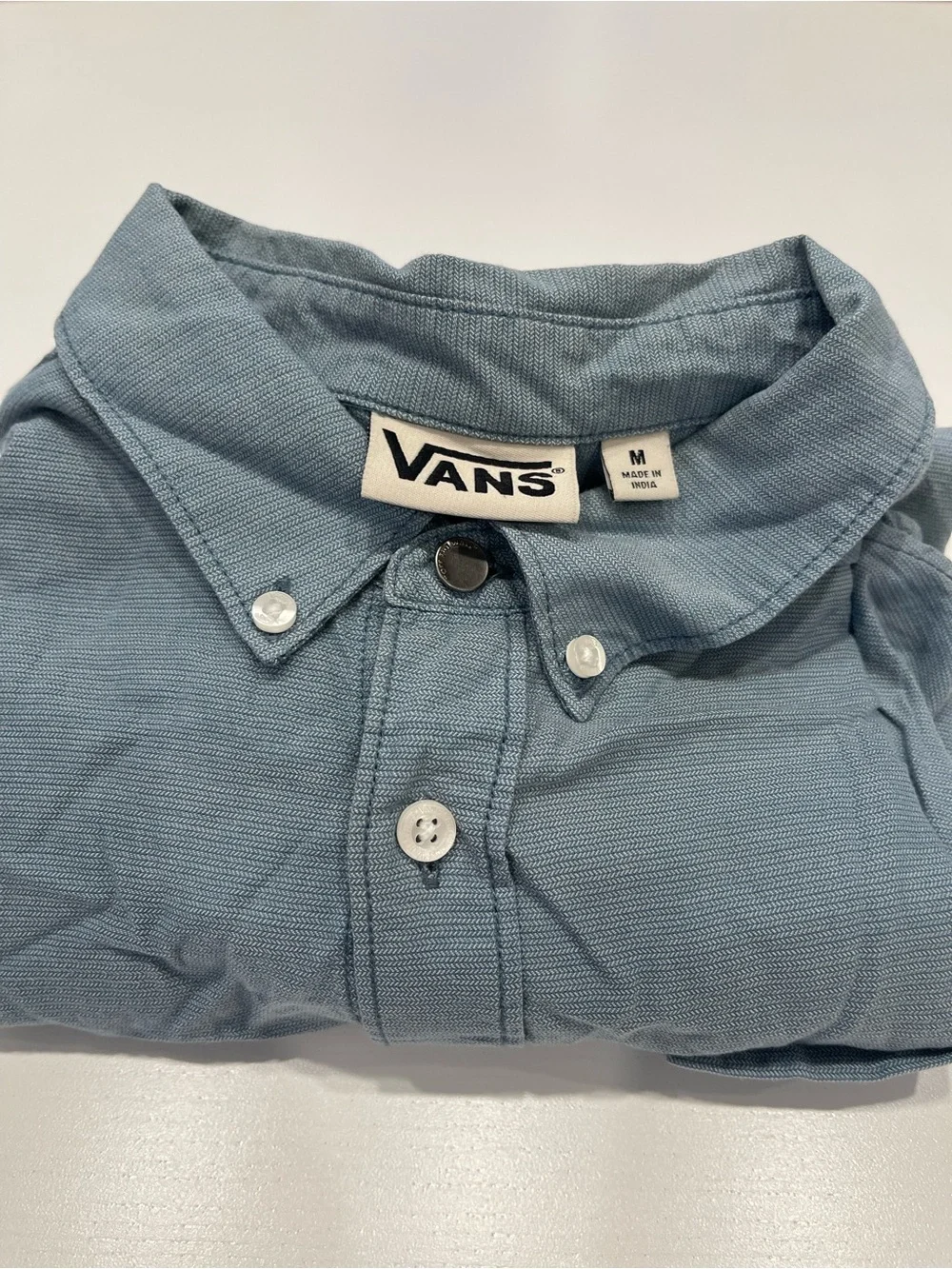 Vans Men’s Short-Sleeve Button-Down Shirt in Dusty Blue